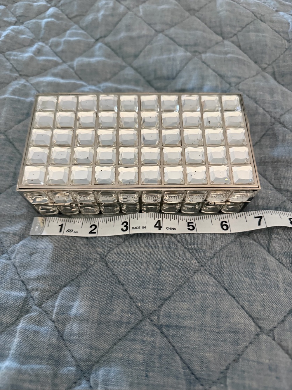 Natasha Crystal Grid Evening Clutch Bag in Clear Silver - Picture 4 of 8